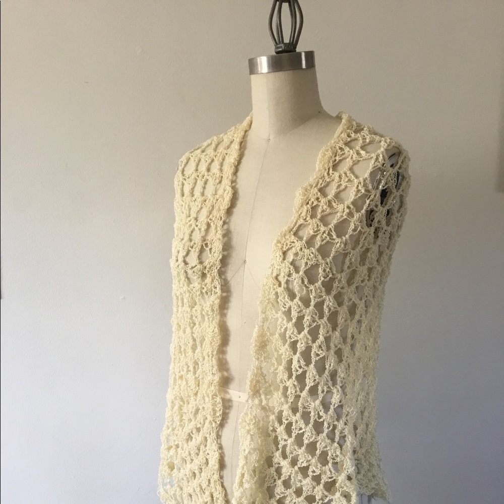 Handmade Crochet Ivory color Cape Shawl Pancho